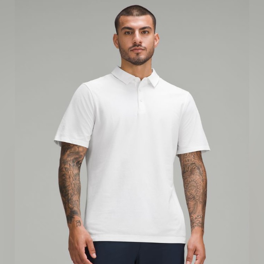 Men's Classic White Polo Shirt - Clean Collar Design